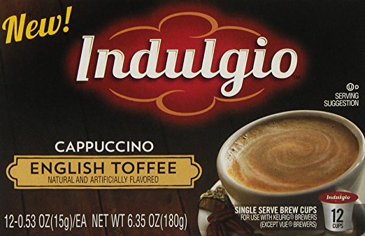 Indulgio Cappuccino, English Toffee, 12-Count Single Serve Cup for Keurig K-Cup Brewers