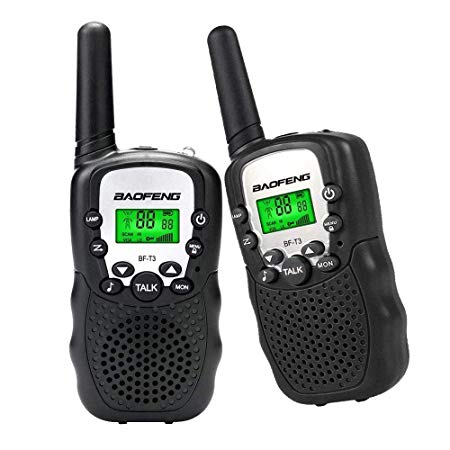 BaoFeng BF-T3 Kids Toys Walkie Talkies Mini Two Way Radios for 3-12 Years Old Boys Girls Children UHF 22 Channels Birthday Gifts (1 Pair, Black)