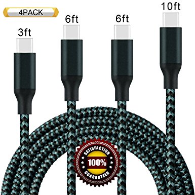 BULESK USB Type C Cable,4Pack 3Ft 6Ft 6Ft 10Ft USB C Cable Nylon Braided Long Cord USB Type A to C Fast Charger for Samsung Galaxy Note8 S8 Plus, Apple Macbook, LG G6 V20 G5, Pixel, Nexus 6P 5X(Navy)