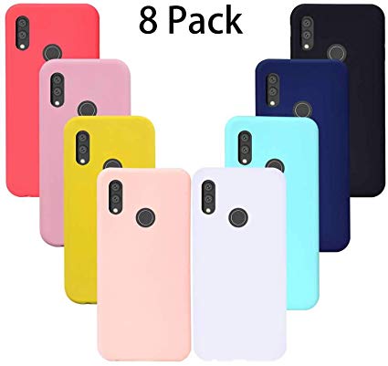 [8 Pack] Huawei Honor 8X Case, Anti-Drop Soft Silicone Gel Rubber Bumper Phone Case Shell Shockproof Case Cover for Huawei Honor 8X -Red, Purple, Yellow, Pink, White, Green, Blue, Black