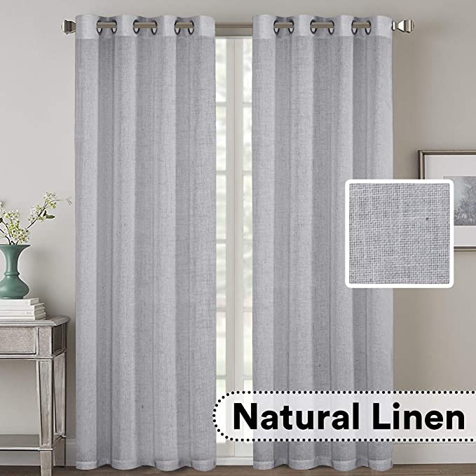 H.VERSAILTEX 2 Pack Ultra Luxurious High Woven Linen Elegant Curtain Panels Light Reducing Privacy Panels Drapes, Nickel Grommet Curtain Set, Extra Long 52x108-Inch, Dove