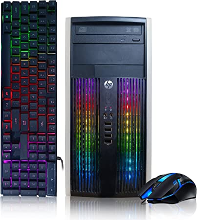 HP Gaming PC Desktop Computer - Intel Quad I7 up to 3.8GHz, 16GB Memory, 128G SSD   3TB, GeForce GTX 1050 Ti 4G, RGB Keyboard & Mouse, DVD, WiFi & Bluetooth 5.0, Win 10 Pro (Renewed)