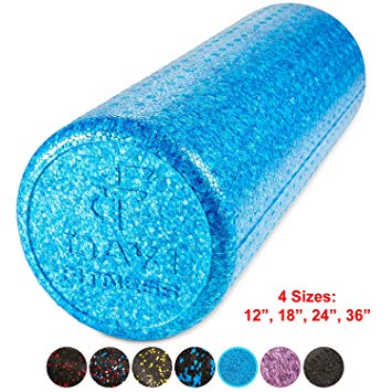 High Density Muscle Foam Rollers by Day 1 Fitness - 4 Sizes (12,18,24,36) & 7 Colors - Sports Massage Rollers for Stretching, Physical Therapy, Deep Tissue and Myofascial Release - Ideal for Exercise and Pain Relief