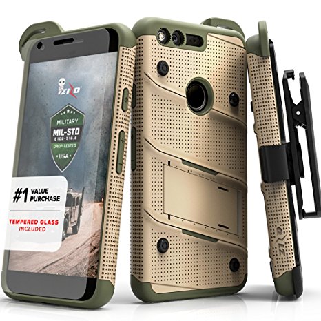 Google Pixel XL Case, Zizo [Bolt Series] w/ FREE [Google Pixel XL Screen Protector] Kickstand [Military Grade DropTested] Holster Clip Google Pixel XL