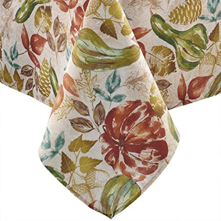 Elrene Home Fashions Gourd Gathering Fall Printed Tablecloth, 60" x 102", Multi