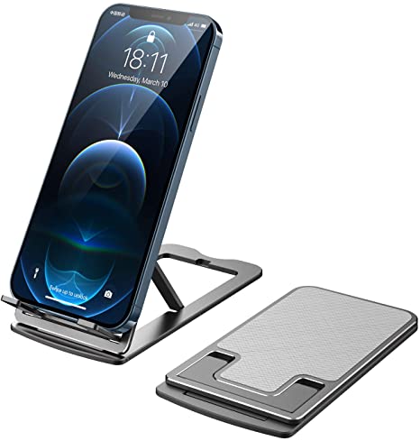 MoKo Adjustable Cell Phone Stand, Phone Stand Dock Cradle Holder All Aluminum Alloy Desktop Stand Compatible with All Mobile Phones, iPhone, Switch, iPad, Tablet (4-12'')