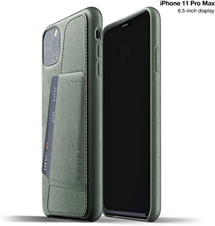 Mujjo Full Leather Wallet Case for Apple iPhone 11 Pro Max | 2-3 Card Holder Pocket | Premium Soft Supple Leather, Unique Natural Aging (Slate Green)