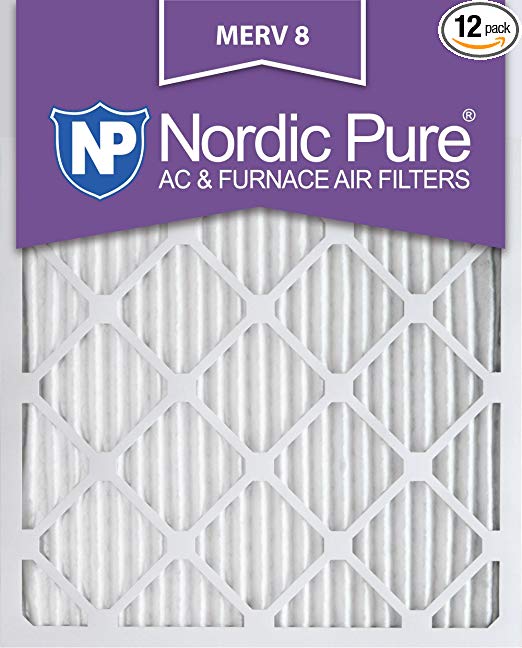 Nordic Pure 20x25x1 MERV 8 Pleated AC Furnace Air Filters 20x25x1 12 Pack