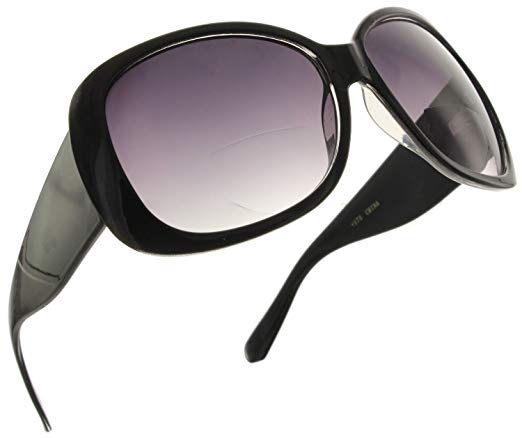 Womens Bifocal Sunglasses Sun Readers Jackie O Designer Style Glasses [Black, 2.50]