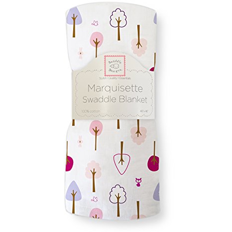 SwaddleDesigns Marquisette Swaddling Blanket, Cute & Calm, Very Berry