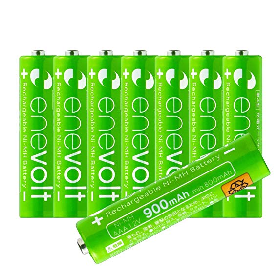 enevolt AAA 900mAh Ni-MH Rechargeable Batteries with 1,000 Recharge Cycles and Low Self-Discharge, Pre-Charged - 8 Pack