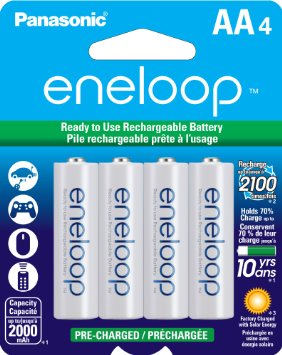 Panasonic BK3MCCA4BF Eneloop AA New 2100 Cycle Ni-MH Pre-Charged Rechargeable Batteries, 4-Pack