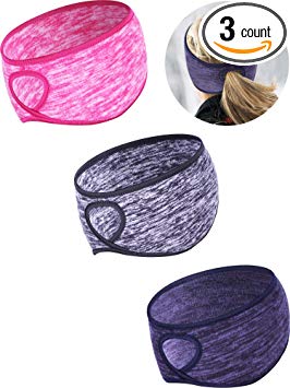 Tatuo 3 Pieces Fleece Ponytail Headband Earband Winter Running Headband Ear Warmer Headband for Women Girls Outdoor Sports and Fitness