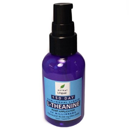 L-Theanine 50 mg (Equivalent to 200 mg Oral Dose) 150 DAY Sublingual Liquid Supplement by NUTRA Lingual (TM) for Maximum Absorption * REDUCE STRESS * REDUCE ANXIETY