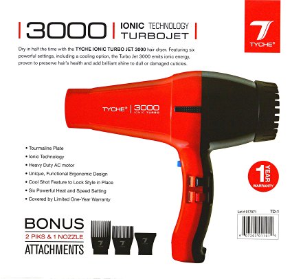 Title change to:Tyche Professional Hair Dryer Turbo Jet 3000 Red (1 Year Warranty Included)