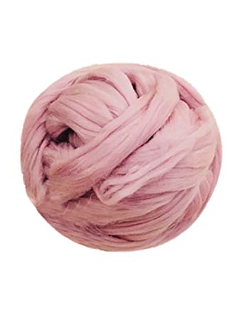 HomeModa Studio 100% Non-Mulesed Chunky Wool Yarn Big Chunky Yarn Massive Yarn Extreme Arm Knitting Giant Chunky Knit Blankets Throws Grey White (250g, Hot Pink)