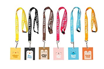 Hall Pass Lanyards and School Passes Cute Animals (Set of 6)
