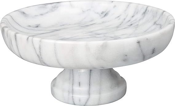 White Marble Fruit Bowl On Pedestal 1 Piece