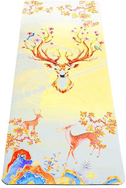 Umineux Yoga Mat - Natural Rubber Eco Friendly 5mm Extra Thick Yoga Mat, Non Slip Suede 2-in-1 Mat&Towel, Premium Print Exercise Fitness Mat with Carrying Strap&Bag for All Types of Yoga