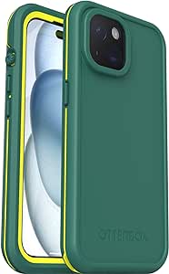 OtterBox Fre Case for iPhone 15 for MagSafe, Waterproof (IP68), Shockproof, Dirtproof, Sleek and Slim Protective Case with built in Screen Protector, x5 Tested to Military Standard, Green