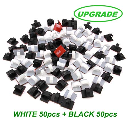Upgrade Mixed Colors Adhesive Reusable -50pcs White Clear Cable Clips   50pcs Black Cable Clips ¨C Self Locking Wire Clips Cable Management Wire Holder Drop Cable Clamp Wire Cord - Multi-Purpose
