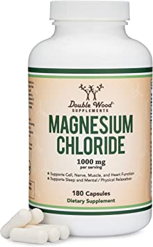 Magnesium Chloride (Cloruro De Magnesio) - 180 Capsules, 1,000mg Per Serving, for Sleep, Constipation, Digestion, Bone Health, and Relaxation - Made and Tested in The USA by Double Wood Supplements…