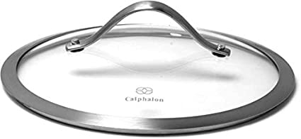 Calphalon Contemporary Hard Anodized Aluminum Dishwasher-Safe Nonstick Cookware Glass Lid, 8", Clear