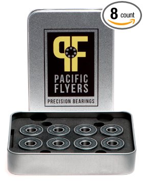 Pacific Flyers Premium Ceramic Si3N4 Silicon Nitride Skateboard Bearings / Set of 8