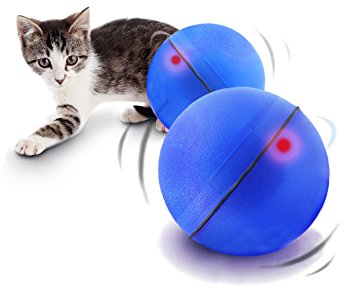 YOGADOG Interactive Cat Toys, Electronic Auto Motion LED Ball Pet Toy, Blue