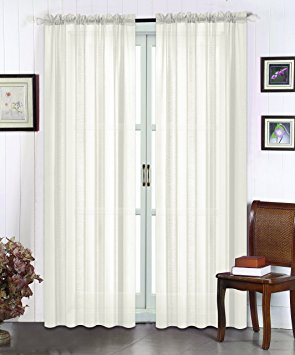 All American Collection New High 2pc Doli Sheer Curtain 60"x84" (White)