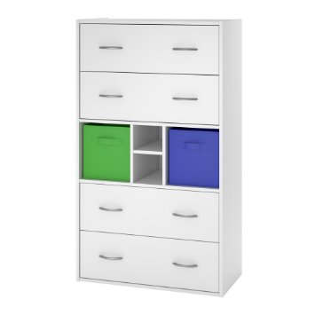 Cosco Lucerne 4 Drawer Dresser with Fabric Bins, White