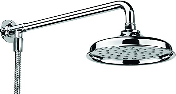 Croydex Traditional Rain Shower (Head, Arm & Hose), Stainless_Steel, Silver