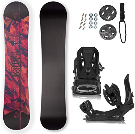 STAUBER Summit Snowboard & Binding Package Size 128, 133, 138, 143, 148,153,158,161- Best All-Terrain, Twin Directional, Hybrid Profile Snowboard & Bindings for All Levels