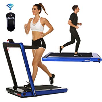 Aceshin 2 in 1 Under Desk Portable Electric Folding Treadmill Walking Pad with Wireless Remote Control and Audio Speakers, Fitness Walking Jogging Running Machine Cardio Workout for Home Office