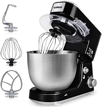 Stand Mixer, CUSIMAX 5-Quart Dough Mixer, Tilt-Head Electric Mixer with Stainless Steel Bowl, Dough Hook, Mixing Beater and Whisk, CMKM-150, Black
