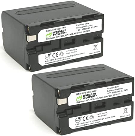 Wasabi Power Battery (2-Pack) for Sony NP-F975, NP-F970, NP-F960, NP-F950 (8500mAh, L Series)