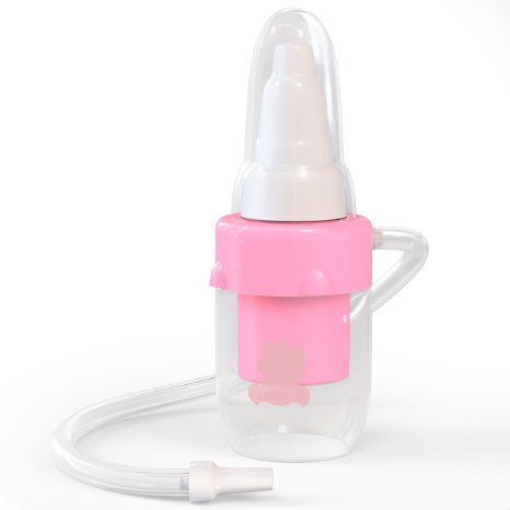 PREMIUM NASAL ASPIRATOR for Baby, Soft Silicone, Non-irritating Tip, Washable and Reusable, No Filters Needed, Hospital Grade Snot Sucker for Baby Nose Congestion (Blue & Pink Options See Below)