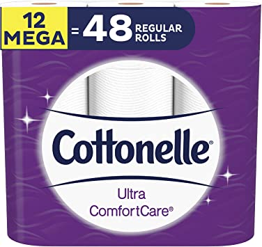 Cottonelle Toilet Paper, Ultra Comfortcare, Soft, 12 Mega Rolls (48 Single Rolls), Bath Tissue 12 Count