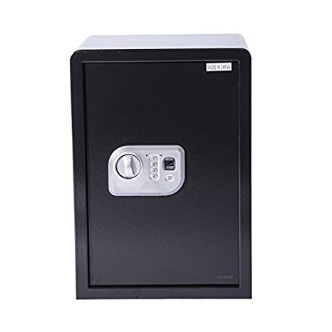 HomCom 14" x 12" x 20" Digital Home Security Storage Safe w/ Biometric Fingerprint Scanner - Black