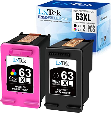 LxTek Remanufactured Ink Cartridge Replacement for HP 63XL 63XL (1 Black | 1 Tri-Color) High Yield for HP DeskJet 1110 1112 2130 3630 3632 Envy 4520 Officejet 3830 4650 - Shows Accurate Ink Level