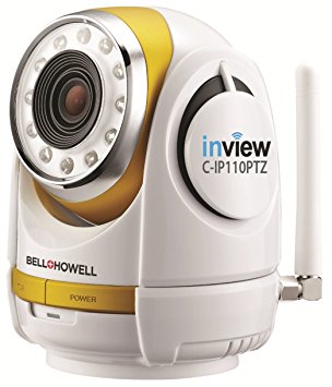 Bell Howell InView HD 1280 x 720p H.264 Wireless Wi-Fi Pan Tilt Zoom IP Camera with 10x Zoom, IR LED Night Vision and Live View (C-IP110PTZ)