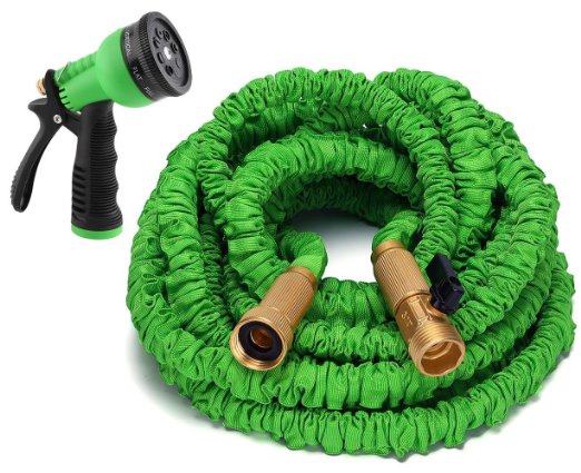 Gardees Tm 50 Feet Expandable Garden Hose with Solid Brass Connectors and 8-pattern Spray Nozzle