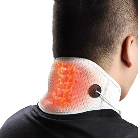 HIIMIEI Heating Neck Brace Neck Pain Relief- Electric Heated Neck Wrap for Far Infrared Physical Hot Therapy,3 Temperature Options Controlled by USB Cord,Improve Blood Circulation