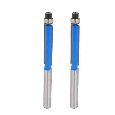 uxcell Flush Trim Router Bit 1/4x1/ Inch 76mm 3 Inch Long 2 Edges for Carpenter Blue 2pcs