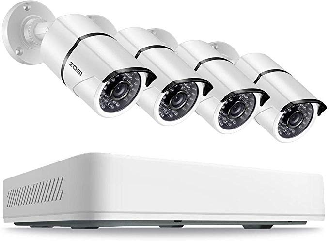 ZOSI 5MP Security Cameras System,8 Channel 5.0MP (2.5 X 1080P) Surveillance DVR with 1TB Hard Drive and (4) 5.0MP 1920p (2560TVL) Weatherproof Bullet CCTV Cameras 100ft Night Vision