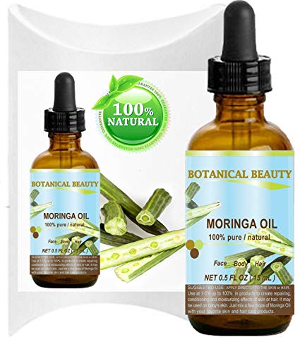 MORINGA OIL . 100% Pure / Natural / Undiluted Cold Pressed Carrier Oil. 0.5 Fl.oz.- 15 ml. For Skin, Hair, Lip and Nail Care. "Moringa Oil is a nutrient dense, high in palmitoleic, oleic and linoleic acids, moisturizing fatty acids and vitamins A, C and E."