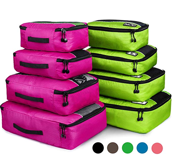 8 Set Packing Cubes, Mixed Color Travel Luggage Packing Organizer