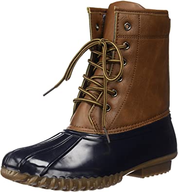 Charles Albert Women Stitching Lace up Waterproof Insulated Calf Rain Duck Boot