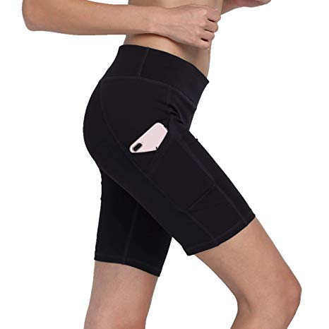 VIGORPACE Women’s Stretch Side Pockets Active Shorts Athletic Shorts Workout Running Cycling Yoga Shorts
