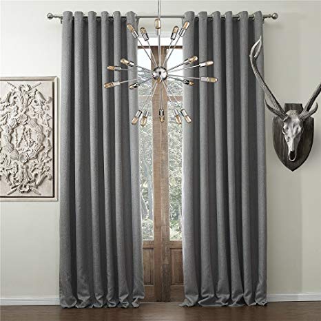 IYUEGO Solid Faux Linen Classic Room Darkening Grommet Top Curtain Draperies with Multi Size Custom 72" W x 63" L (One Panel)